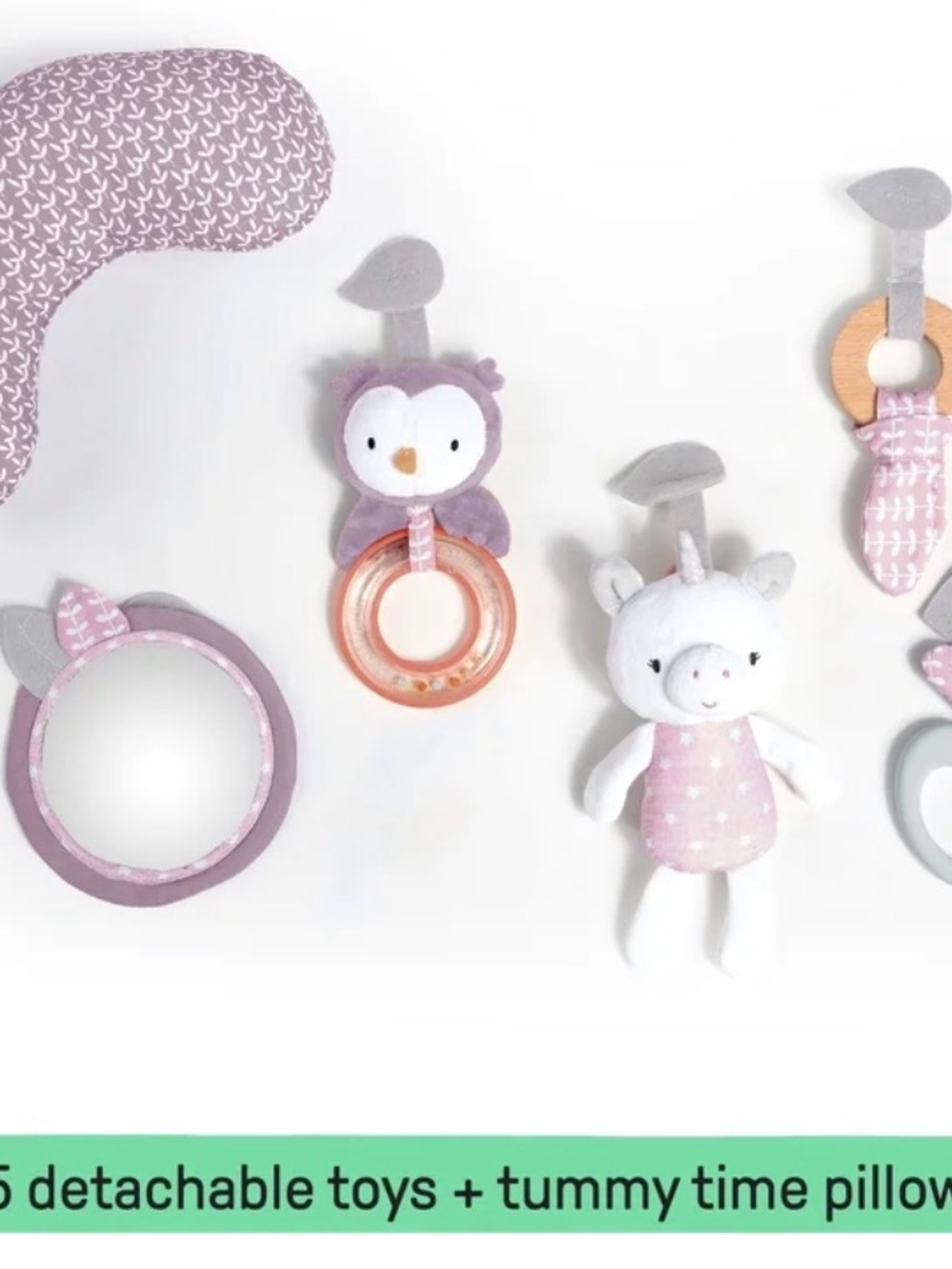 Soft Pink & Purple Baby Activity Mat Set with Detachable Plush Toys